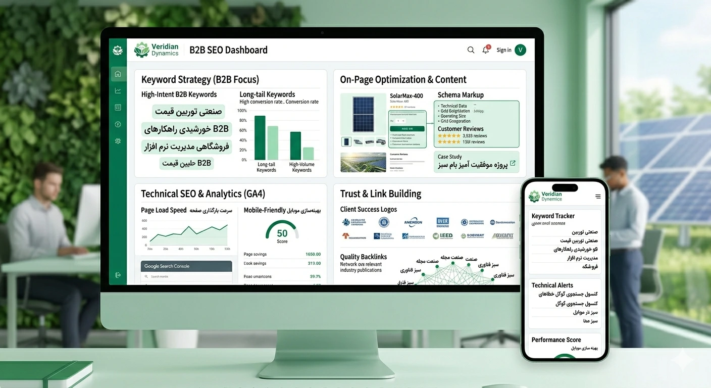 تصویر از صفحه سئو شده از سایت b2b فروش پنل خروشیدی عمده